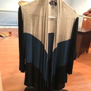 grey, navy, and black sweater